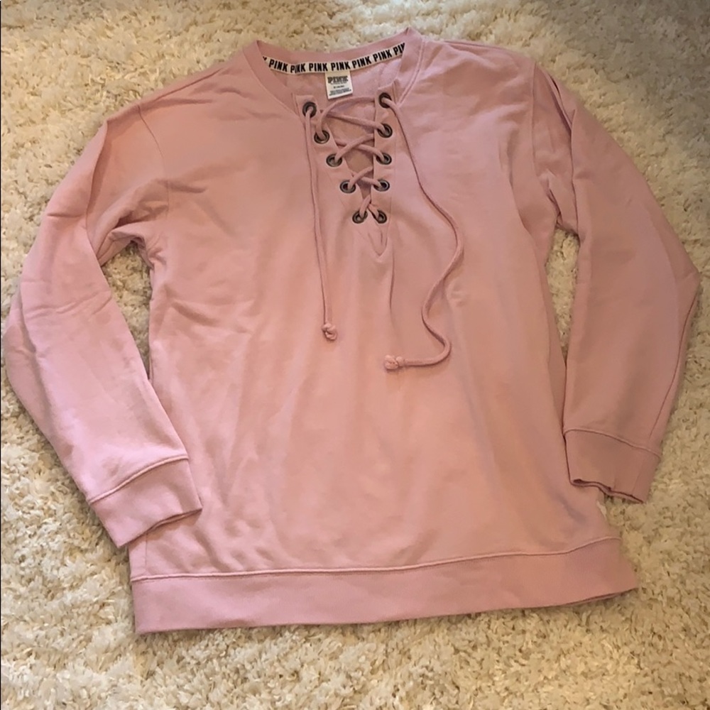 PINK lace up long sleeve